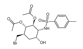 DL-3,4-di-O-acetyl-(1,2,4/3,5)-5-bromomethyl-2-(toluene-p-sulfonamido)-1,3,4-cyclohexanetriol结构式