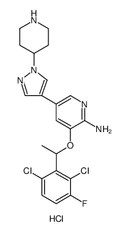2-Pyridinamine, 3-[1-(2,6-dichloro-3-fluorophenyl)ethoxy]-5-[1-(4-piperidinyl)-1H-pyrazol-4-yl]-, hydrochloride结构式