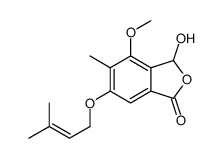 3-hydroxy-4-methoxy-5-methyl-6-(3-methylbut-2-enoxy)-3H-2-benzofuran-1-one结构式