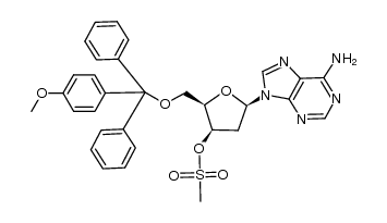 9-<2-Deoxy-3-O-methanesulphonyl-5-O-(4-monomethoxytrityl)-β-D-threo-pentofuranosyl>adenine结构式