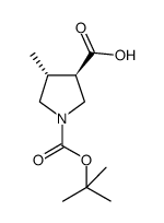 反式-1-(叔丁氧羰基)-4-甲基吡咯烷-3-羧酸结构式