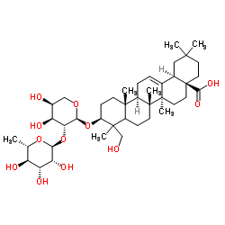 常春藤皂苷元-3-O-α-L-吡喃鼠李糖基 (1→2)-α-L-吡喃阿拉伯糖苷结构式