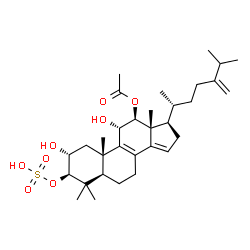 4,4,24-Trimethylcholesta-8,14,24(28)-trien-2,3,11,12-tetrol 12-acetate-3-sulfate structure