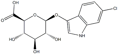 6-氯-3-吲哚基-BETA-D-葡糖苷酸结构式