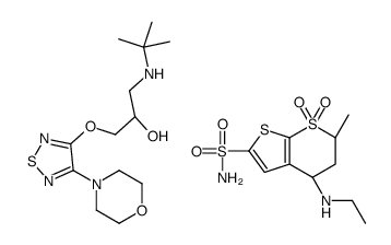 (2S)-1-(tert-butylamino)-3-[(4-morpholin-4-yl-1,2,5-thiadiazol-3-yl)oxy]propan-2-ol,(4R,6R)-4-(ethylamino)-6-methyl-7,7-dioxo-5,6-dihydro-4H-thieno[2,3-b]thiopyran-2-sulfonamide Structure