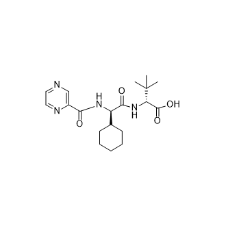 (R)-2-((R)-2-环己基-2-(吡嗪-2-甲酰氨基)乙酰氨基)-3,3-二甲基丁酸结构式