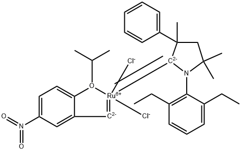 (1-(2,6-二乙基苯基)-3,5,5-三甲基-3-苯基吡咯烷基-2-亚烷基)(2-异丙氧基-5-硝基亚苄基)二氯化钌(II)UltraNitroCat图片