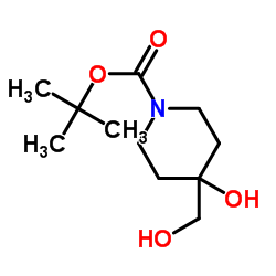 4-羟基-4-(羟甲基)哌啶-1-甲酸叔丁酯结构式