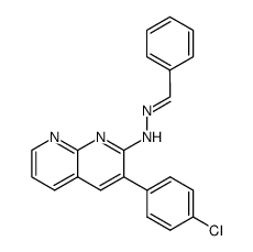 N-[3-(4-Chloro-phenyl)-[1,8]naphthyridin-2-yl]-N'-[1-phenyl-meth-(Z)-ylidene]-hydrazine Structure