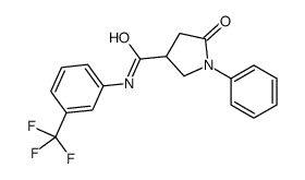 5-oxo-1-phenyl-N-[3-(trifluoromethyl)phenyl]pyrrolidine-3-carboxamide结构式