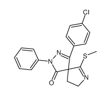 1-(p-chlorophenyl)-6-methylthio-3-phenyl-2,3,7-triazaspiro<4.4>non-1,6-dien-4-one结构式