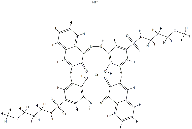 二[4-羟基-3-[(2-羟基-1-萘基)偶氮]-N-(3-甲氧丙基)苯基磺酰胺合]铬酸钠结构式