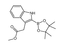 [2-(4,4,5,5-tetramethyl-[1,3,2]dioxaborolan-2-yl)-1H-indol-3-yl]acetic acid methyl ester结构式