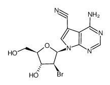 4-amino-5-cyano-7-(2-deoxy-2-bromo-β-D-arabinofuranosyl)pyrrolo<2,3-d>pyrimidine结构式