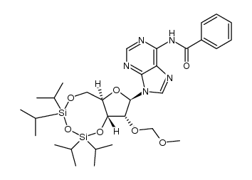 N6-benzoyl-3',5'-O-(1,1,3,3-tetraisopropyldisiloxane-1,3-diyl)-2'-O-(methoxymethyl)adenosine结构式