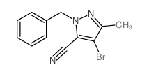 1-苄基-4-溴-3-甲基-1H-吡唑-5-甲腈结构式