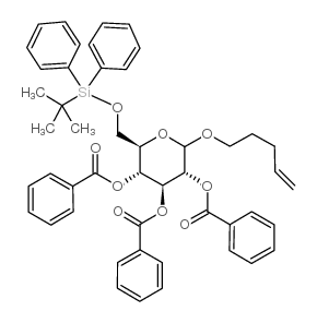 pent-4-enyl-6-o-t-butyldiphenylsilyl-2,3,4-tri-o-benzoyl-d-glucopyranoside结构式