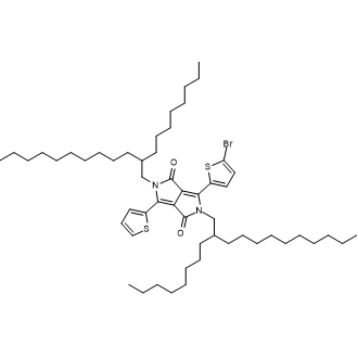 3-(5-溴-2-噻吩基)-2,5-二氢-2,5-双(2-辛基十二烷基)-6-(2-噻吩)吡咯并[3,4-c]吡咯-1,4-二酮结构式