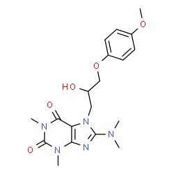8-(dimethylamino)-7-(2-hydroxy-3-(4-methoxyphenoxy)propyl)-1,3-dimethyl-3,7-dihydro-1H-purine-2,6-dione结构式