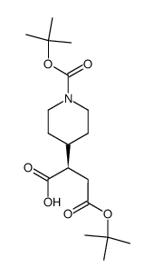 (R)-2-(1-tert-Butoxycarbonyl-piperidin-4-yl)-succinic acid 4-tert-butyl ester结构式
