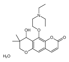 5-[2-(diethylamino)ethoxy]-4-hydroxy-3,3-dimethyl-2,4-dihydropyrano[2,3-g]chromen-7-one,hydrate结构式