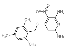 3-nitro-4-[(2,4,6-trimethylphenyl)methylsulfanyl]pyridine-2,6-diamine Structure