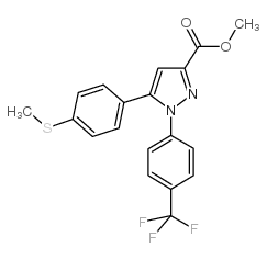 5-(4-甲基硫烷基苯基)-1-(4-三氟甲基-苯基)-1H-吡唑-3-羧酸甲酯结构式