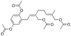 Diacetic acid 2-[8-(acetyloxy)-3-[(acetyloxy)methyl]-7-methyl-2,6-octadienyl]-1,4-phenylene ester结构式