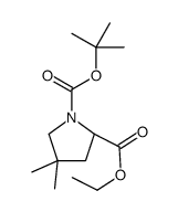 (S)-4,4-二甲基-吡咯烷-1,2-二羧酸 1-叔丁酯 2-乙酯结构式