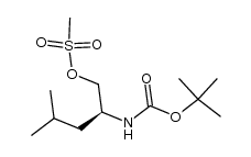 (S)-(-)-1,1-dimethylethyl [3-methyl-1-[[(methylsulfonyl)oxy]methyl]butyl]carbamate结构式