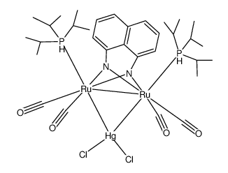 {Ru2(CO)4(triisopropylphosphine)2(1,8-diaminonaphthalene(2-))}HgCl2 Structure