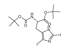 tert-butyl (S)-2-((tert-butoxycarbonyl)amino)-3-(2,4-diiodo-1H-imidazol-5-yl)propanoate结构式