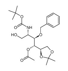 D-Galactitol, 2-deoxy-2-(1,1-dimethylethoxy)carbonylamino-5,6-O-(1-methylethylidene)-3-O-(phenylmethyl)-, 4-acetate Structure