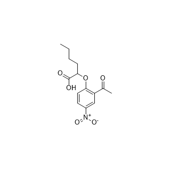 2-(2-乙酰基-4-硝基苯氧基)己酸结构式