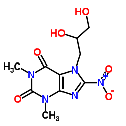 7-(2,3-Dihydroxypropyl)-1,3-dimethyl-8-nitro-3,7-dihydro-1H-purine-2,6-dione结构式