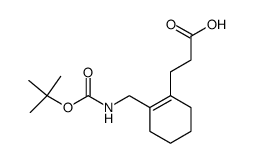3-[2-(tert-Butoxycarbonylamino-methyl)-cyclohex-1-enyl]-propionic acid结构式