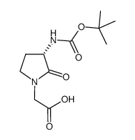 (S)-2-(3-((叔丁氧基羰基)氨基)-2-氧代吡咯烷-1-基)乙酸结构式