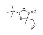 2-tert-butyl-4-methyl-4-prop-2-enyl-1,3-oxathiolan-5-one结构式