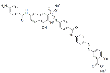 5-[[4-[[4-[[6-[(4-amino-3-methylbenzoyl)amino]-1-hydroxy-3-sulpho-2-naphthyl]azo]-3-methylbenzoyl]amino]phenyl]azo]salicylic acid, sodium salt结构式