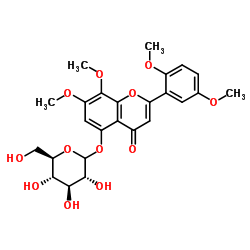 5-Hydroxy-7,8,2',5'-tetramethoxyflavone 5-O-glucoside Structure