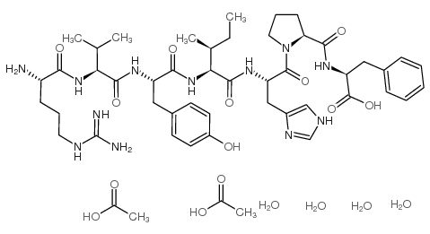 2-[[1-[2-[[2-[[2-[[2-[[2-amino-5-(diaminomethylideneamino)pentanoyl]amino]-3-methylbutanoyl]amino]-3-(4-hydroxyphenyl)propanoyl]amino]-3-methylpentanoyl]amino]-3-(1H-imidazol-5-yl)propanoyl]pyrrolidine-2-carbonyl]amino]-3-phenylpropanoic acid Structure