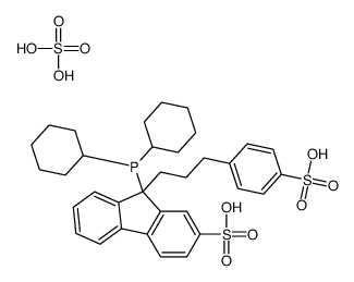 二环己基-{2-磺基-9-[3-(4-磺基-苯基)丙基]-9-芴基}磷鎓硫酸氢盐结构式