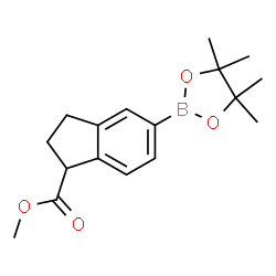5-(4,4,5,5-四甲基-1,3,2-二氧硼杂环戊烷-2-基)-2,3-二氢-1H-茚-1-羧酸甲酯结构式