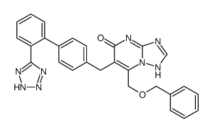 2-(phenylmethoxymethyl)-3-[[4-[2-(2H-tetrazol-5-yl)phenyl]phenyl]methy l]-1,5,7,9-tetrazabicyclo[4.3.0]nona-2,5,7-trien-4-one结构式
