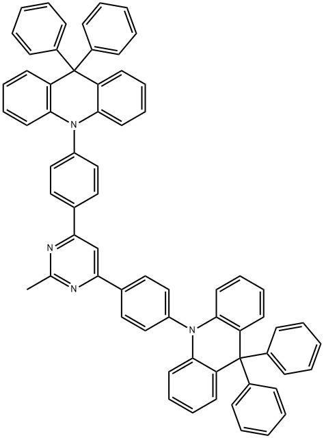 2-甲基-4,6-双[4-(9,9-二苯基-9,10-二氢吖啶)苯基]嘧啶结构式