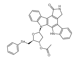 (2S,3S,5R)-5-(7-oxo-6,7-dihydro-5H-indolo[2,3-a]pyrrolo[3,4-c]carbazol-12(13H)-yl)-2-((phenylselanyl)methyl)tetrahydrofuran-3-yl acetate结构式