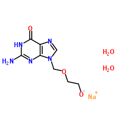 2-((2-氨基-6-氧代-1H-嘌呤-9(6H)-基)甲氧基)乙醇二水合物钠结构式
