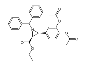 4-((2S,3S)-1-benzhydryl-3-(ethoxycarbonyl)aziridin-2-yl)-1,2-phenylene diacetate结构式