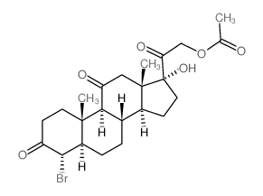 Pregnane-3,11,20-trione,21-(acetyloxy)-4-bromo-17-hydroxy-, (4a,5a)- (9CI)结构式