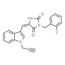2,4-Imidazolidinedione,3-[(2-fluorophenyl)methyl]-5-[[1-(2-propynyl)-1H-indol-3-yl]methylene]-(9CI) Structure